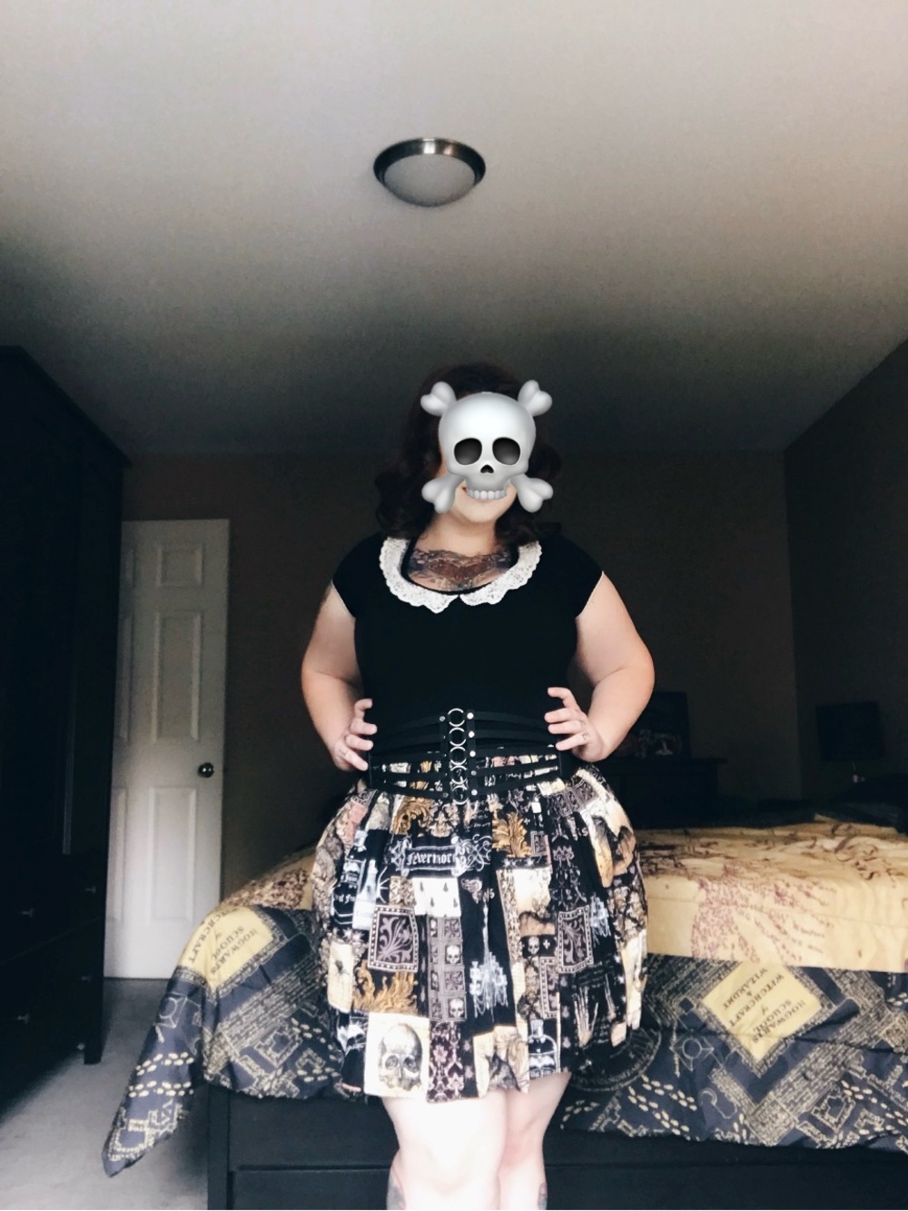 Hemet Nevermore Edgar Allan Poe Skirt + Hot Topic Goth Top L/M